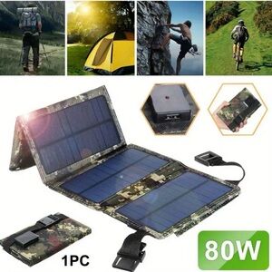Portable USB Solar Panel Folding Power Bank Outdoor Camping Hiking Phone Charger